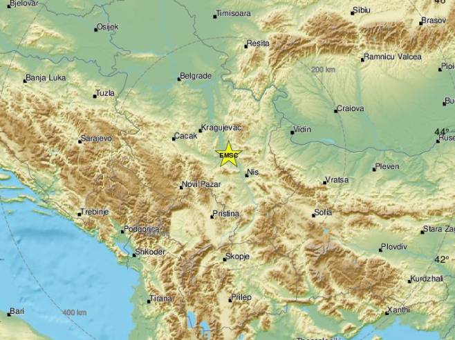 Земљотрес код Крушевца (Фото:  EMSC) - 