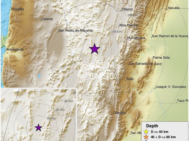 Снажан земљотрес у Аргентини (Фото: twitter.com/LastQuake) - 