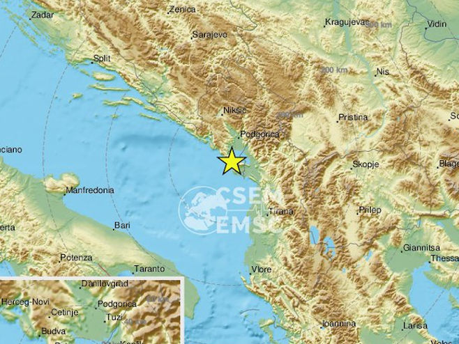 Земљотрес код Бара (Фото: EMSC) - 