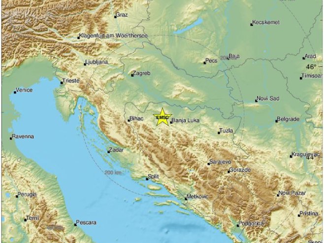 Земљотрес код Омарске (фото: emsc.eu/Earthquake) - 