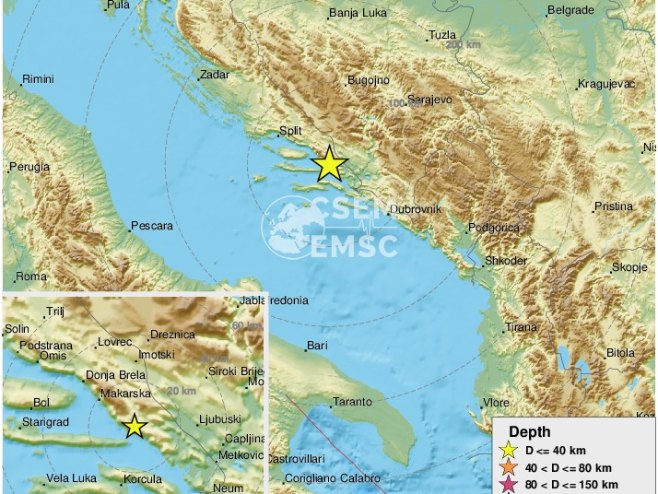 Епицентар земљотреса (фото: twitter.com/LastQuake) Епицентар земљотреса (фото: twitter.com/LastQuake) -