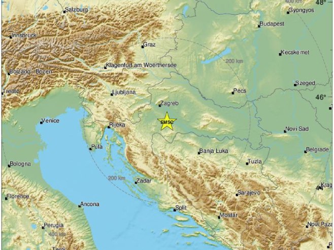 Епицентар земљотреса (фото: emsc.eu/Earthquake) Епицентар земљотреса (фото: emsc.eu/Earthquake) -