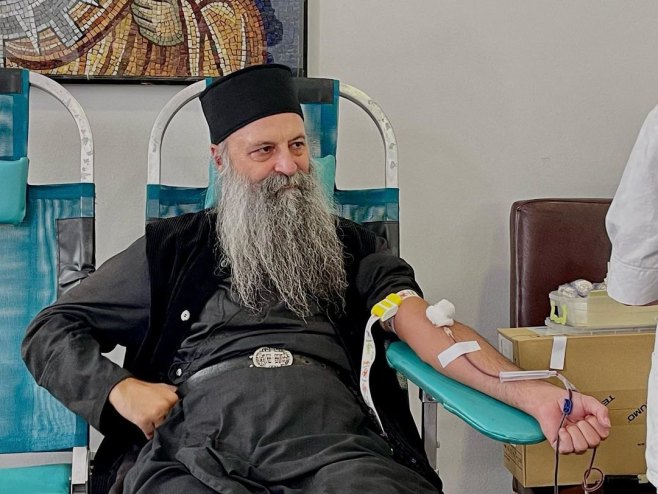 Београд - патријарх Порфирије - акција даривања крви - Фото: СРНА