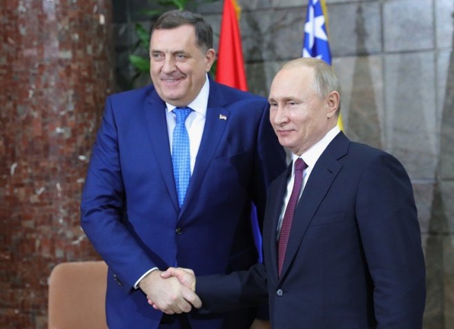 Милорад Додик и Владимир Путин (фото:EPA-EFE/MICHAEL KLIMENTYEV / SPUTNIK / KREMLIN POOL MANDATORY CREDIT) Милорад Додик и Владимир Путин (фото:EPA-EFE/MICHAEL KLIMENTYEV / SPUTNIK / KREMLIN POOL MANDATORY CREDIT) -