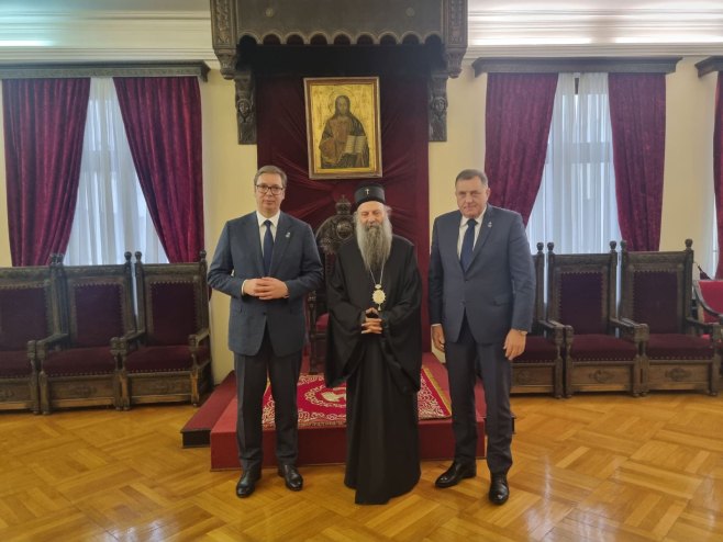 Састанак патријарха и Синода са Вучићем и Додиком Састанак патријарха и Синода са Вучићем и Додиком - Фото: РТРС