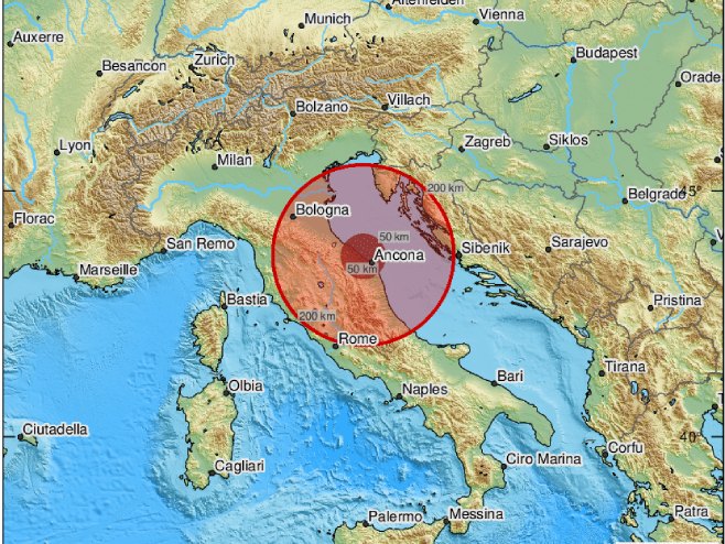 Земљотрес у Јадранском мору (Фото: EMSC Twitter) - 