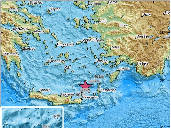Земљотрес погодио Крит (Фото: EMSC Twitter) - 