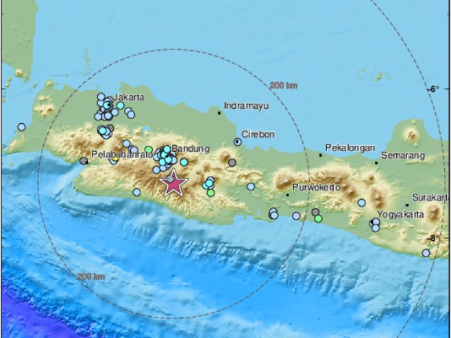 Снажан земљотрес погодио Западну Јаву (Фото: EMSC Twitter) - 