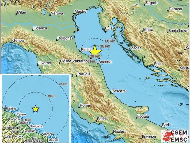 Земљотрес погодио Јадранско море (Фото: EMSC Twitter) - 