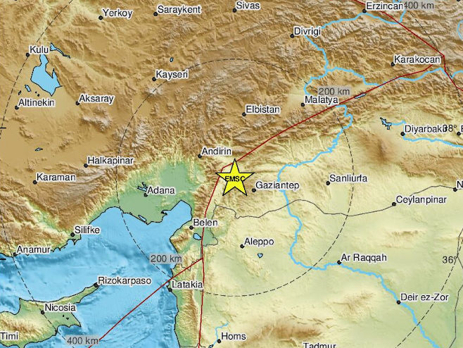 Земљотрес погодио Турску и Сирију (Фото: EMSC) - 