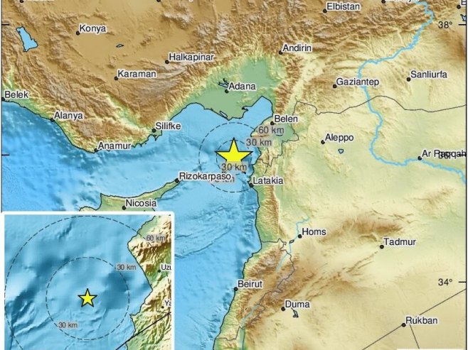 Земљотрес у Сирији (Фото: twitter.com/LastQuake) Земљотрес у Сирији (Фото: twitter.com/LastQuake) -