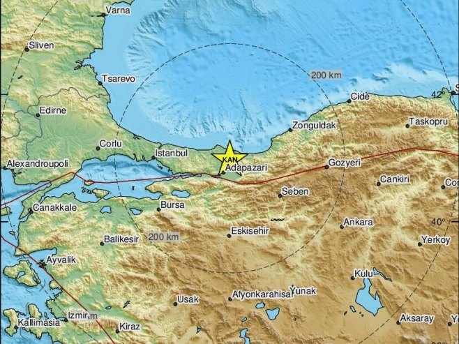 Епицентар земљотреса у Турској (Фото: emsc-csem.org) - 