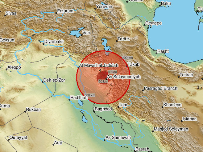 Земљотрес на граници Ирана и Ирака (Фото: EMSC) - 