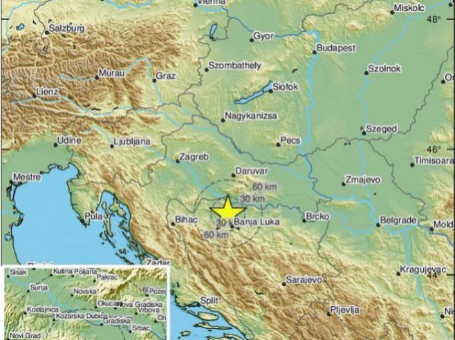 Земљотрес у близини Бањалуке (Фото:twitter/LastQuake) Земљотрес у близини Бањалуке (Фото:twitter/LastQuake) -