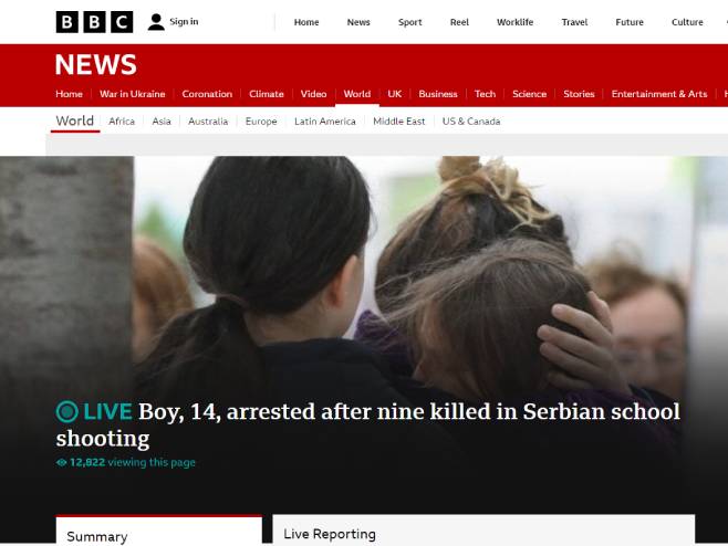 Би-Би-Си извјештава о нападу у Београду Би-Би-Си извјештава о нападу у Београду - Фото: Screenshot