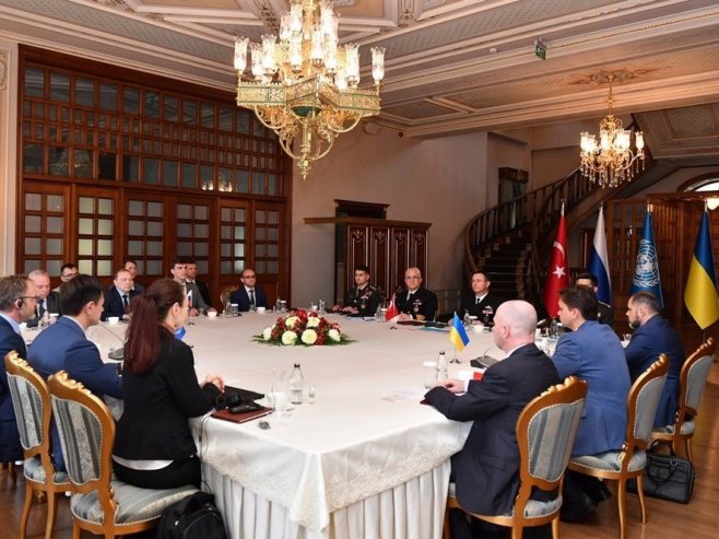 Састанак Русије, Украјине, Турске и УН у Истанбулу (Фото: EPA-EFE/ARIF AKDOGAN / TURKISH DEFENSE MINISTRY PRESS OFFICE) Састанак Русије, Украјине, Турске и УН у Истанбулу (Фото: EPA-EFE/ARIF AKDOGAN / TURKISH DEFENSE MINISTRY PRESS OFFICE) -