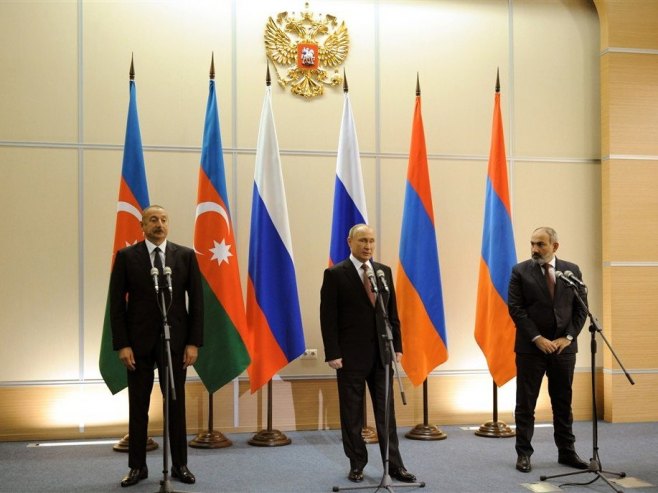 Путин, Алијев и Пашињан (Фото: EPA/MIKHAIL KLIMENTYEV / KREMLIN POOL) - 