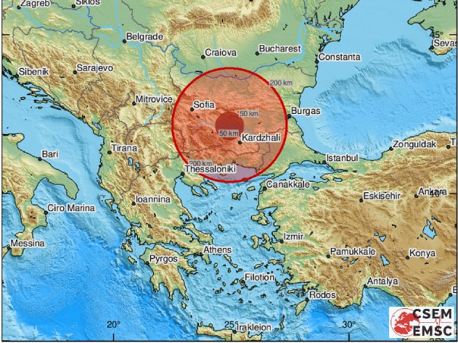 Земљотрес у Бугарској (Фото: EMSC) Земљотрес у Бугарској (Фото: EMSC) -