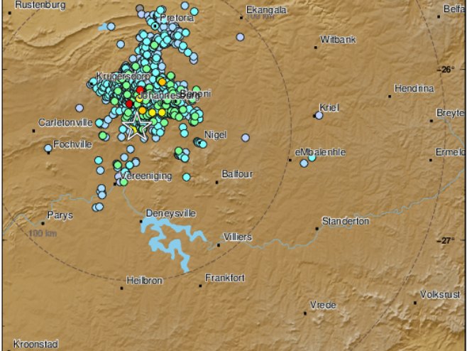 Земљотрес у Јоханесбургу (Фото: EMSC) - 