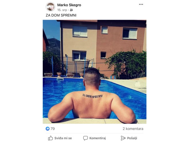 Полицијски службеник велича “Олују” уз усташки поздрав (Фото: facebook.com) Полицијски службеник велича “Олују” уз усташки поздрав (Фото: facebook.com) -