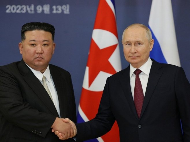 Ким Џонг Ун и Путин (Фото: EPA-EFE/VLADIMIR SMIRNOV/SPUTNIK/KREMLIN POOL MANDATORY CREDIT - 