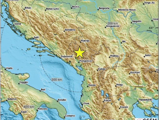 Земљотрес у Црној Гори (Фото: twitter.com/LastQuake) Земљотрес у Црној Гори (Фото: twitter.com/LastQuake) -