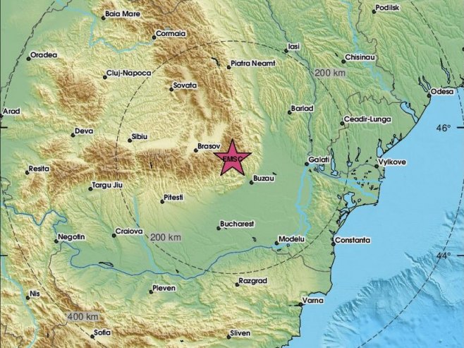 Епицентар земљотреса, Румунија (фото: emsc-csem.org) - 