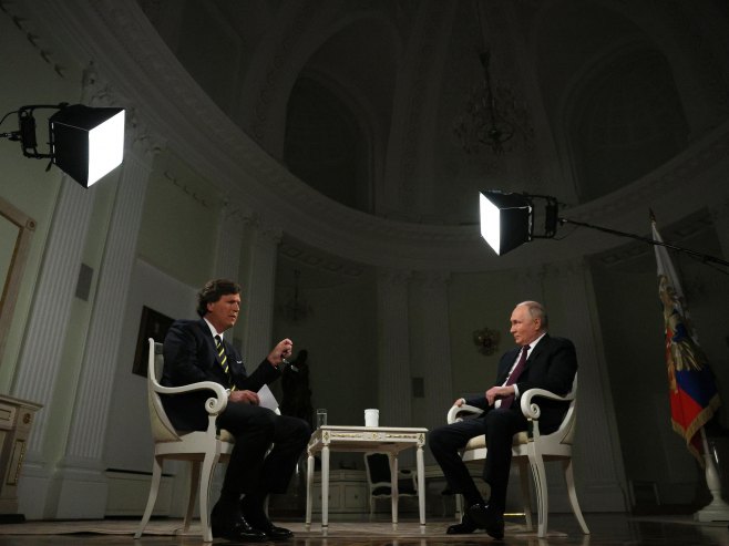 Владимир Путин и Такер Карлсон (Фото: EPA-EFE/GAVRIIL GRIGOROV/SPUTNIK/KREMLIN POOL MANDATORY CREDIT) Владимир Путин и Такер Карлсон (Фото: EPA-EFE/GAVRIIL GRIGOROV/SPUTNIK/KREMLIN POOL MANDATORY CREDIT) -