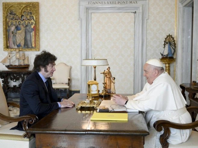 Састанак папе Фрање и Хавијера Милеја (Фото: EPA-EFE/VATICAN MEDIA) Састанак папе Фрање и Хавијера Милеја (Фото: EPA-EFE/VATICAN MEDIA) -
