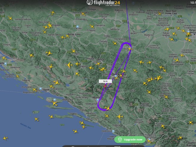 Извиђачки авион лети изнад БиХ (Фото: flightradar24) Извиђачки авион лети изнад БиХ (Фото: flightradar24) -