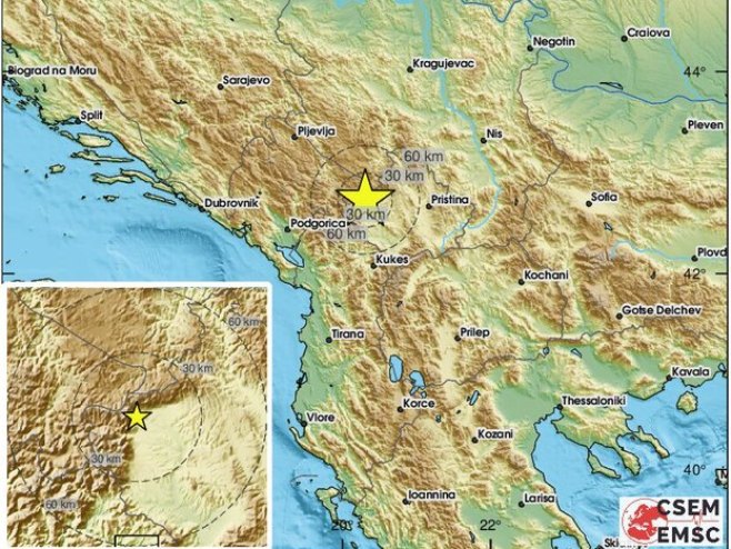 Земљотрес у Црној Гори (фото: twitter.com/LastQuake) - 