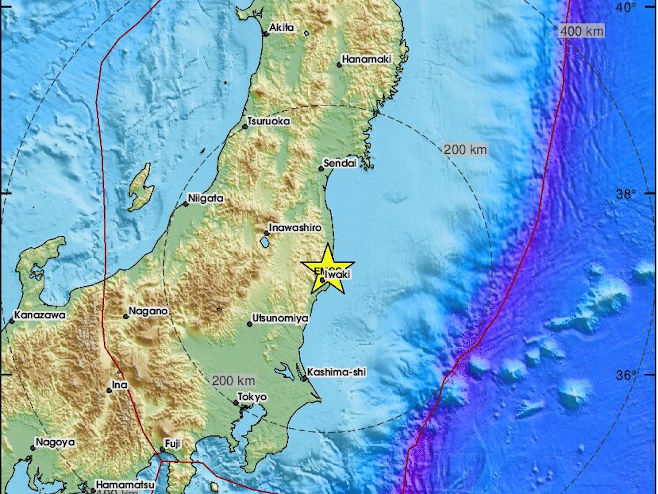 Јак земљотрес погодио обале Фукушиме (Фото: EMSC) - 