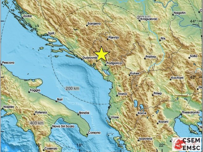 Земљотрес у Црној Гори (фото: twitter.com/LastQuake) Земљотрес у Црној Гори (фото: twitter.com/LastQuake) -