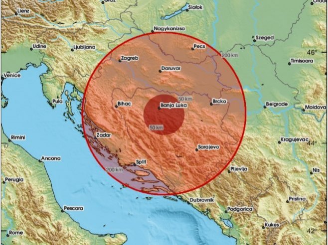 Земљотрес Бањалука (фото: twitter.com/LastQuake) - 