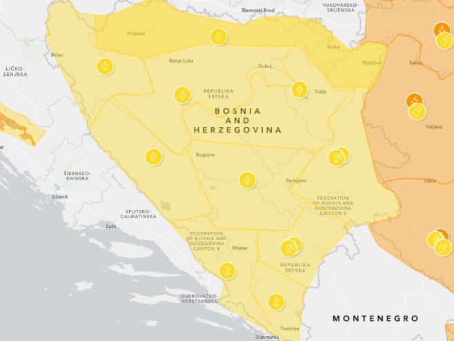 Жуто упозорење (Фото: meteoalarm.org) - 