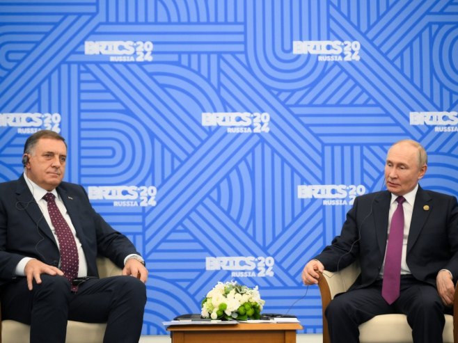 Милорад Додик и Владимир Путин (Фото: Екатерина Чеснокова/brics-russia2024.ru) Милорад Додик и Владимир Путин (Фото: Екатерина Чеснокова/brics-russia2024.ru) -