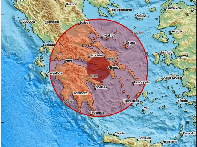 Грчка, земљотрес (фото: x.com/lastquake) - 