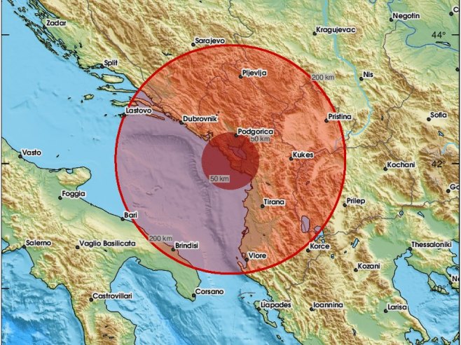 Црна Гора, земљотрес (фото: x.com/lastquake) - 