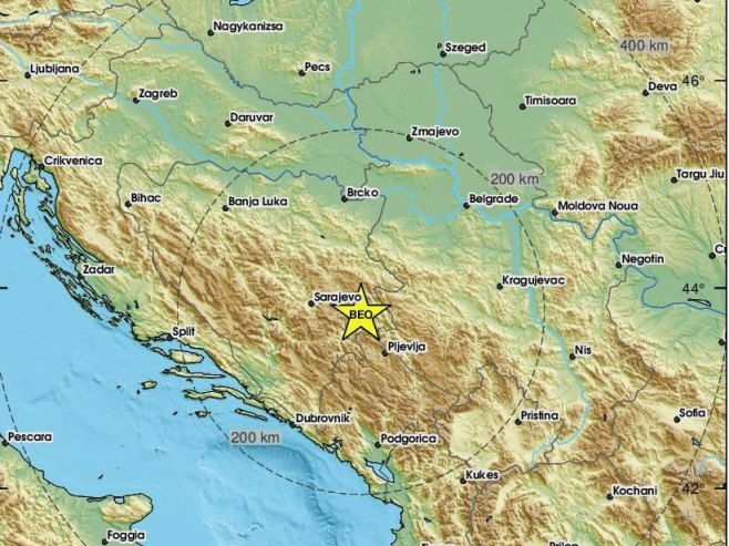 Земљотрес код Горажда (Фото: ЕМСЦ) - 