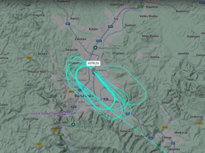 Путања авиона (фото: flightradar24.com) Путања авиона (фото: flightradar24.com) -