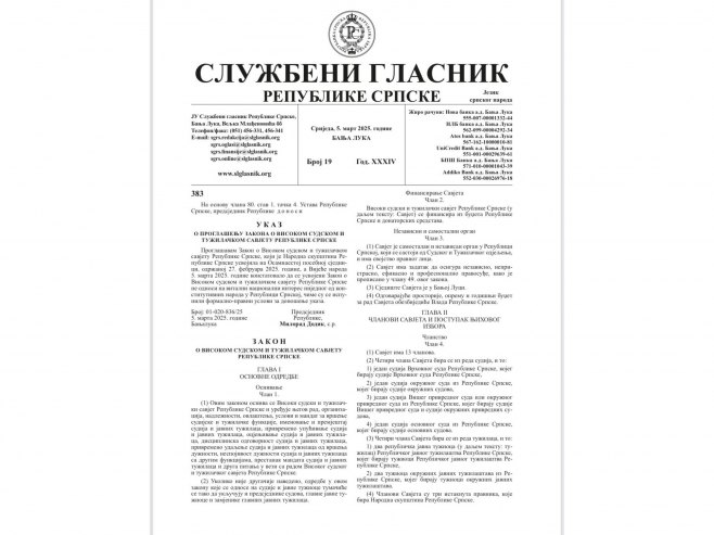 Службени гласник Републике Српске (фото: x.com/tnjiteras) - 