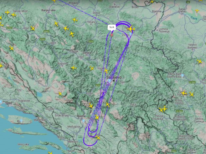 Путања авиона (фото: flightradar24.com) - 