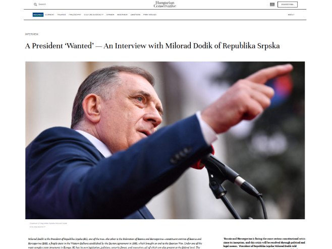 Интервју Милорада Додика мађарским новинама Интервју Милорада Додика мађарским новинама - Фото: Screenshot