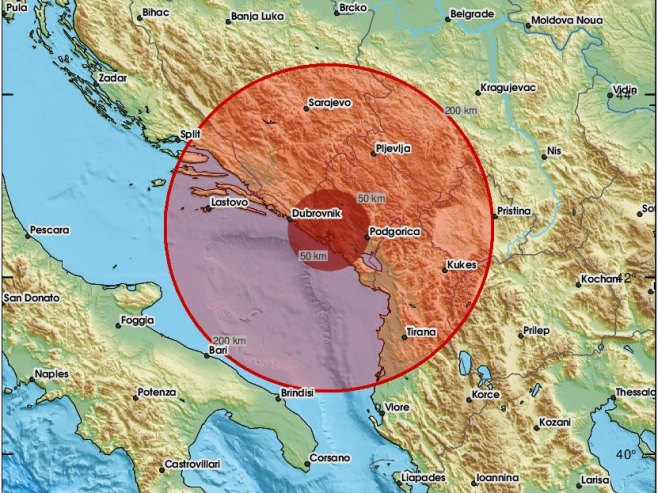 Земљотрес, Црна Гора (фото: x.com/lastquake) - 