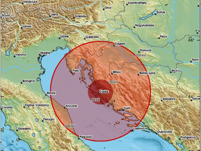 Земљотрес код Задра (Фото: x.com/LastQuake) Земљотрес код Задра (Фото: x.com/LastQuake) -