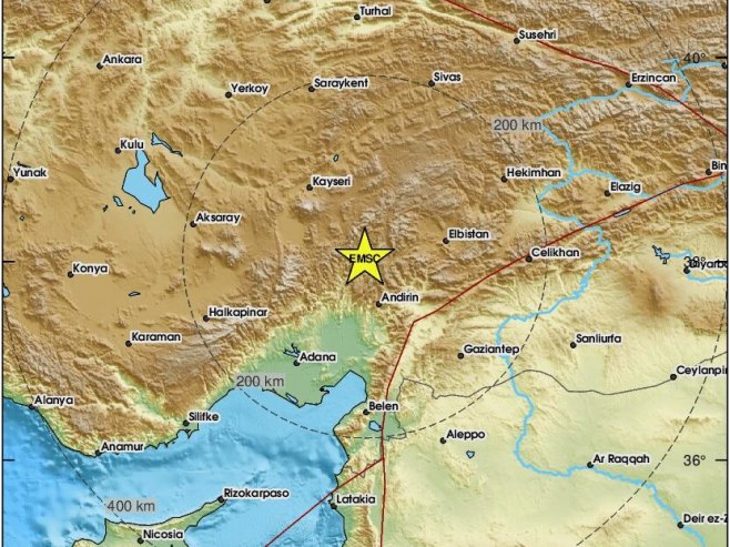 Земљотрес у Турској (фото: emsc.eu) Земљотрес у Турској (фото: emsc.eu) -