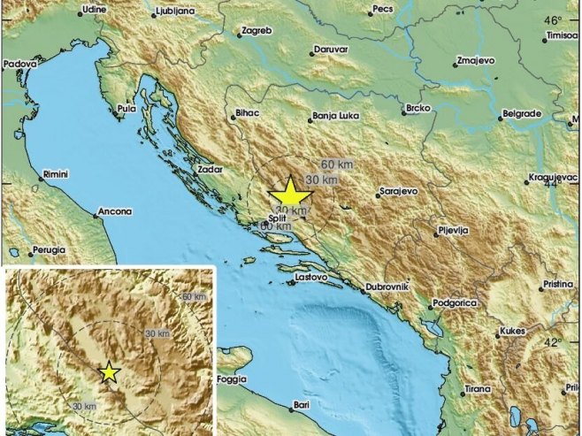 Земљотрес код Ливна (Фото: x.com/LastQuake) Земљотрес код Ливна (Фото: x.com/LastQuake) -