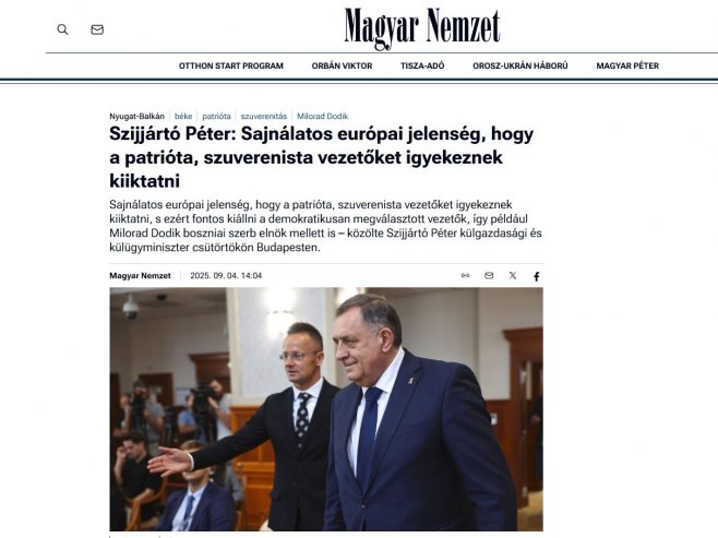 Сијартове поруке о предсједнику Српске одјекнуле у мађарским медијима: Ако патриоте у Европи ојачају, овај процес мора бити заустављен (ФОТО)