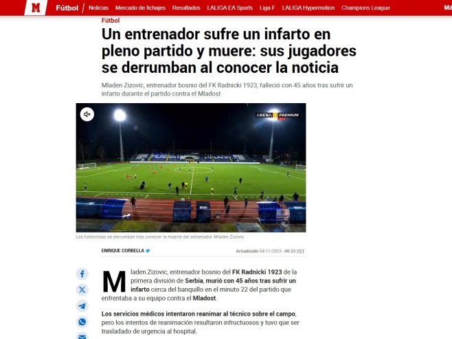 Снимак насловнице Марке (фото: marca.com) 