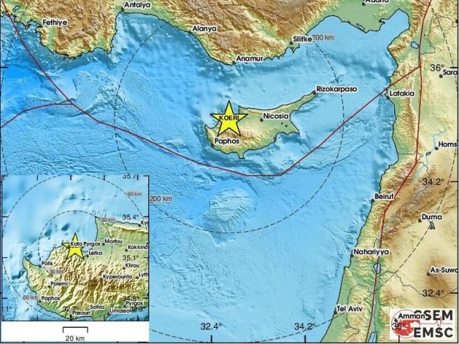 Потрес јачине 5,2 степена потресао Кипар